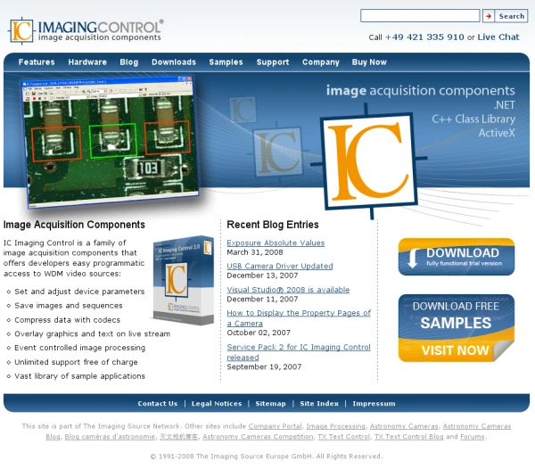 IC Imaging Control web site