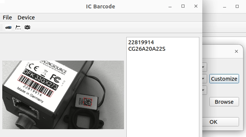 Screen capture: IC Barcode
