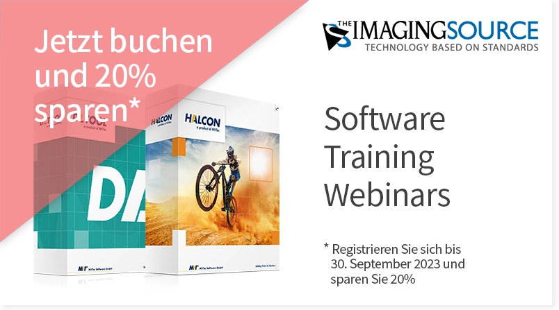 The Imaging Source bietet Online-Trainings-Webinare für MVTec-Softwareprodukte an, darunter HALCON und Deep Learning in HALCON.