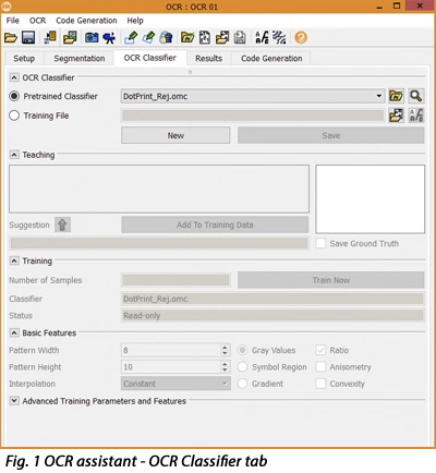 Fig. 1: OCR assistant: OCR Classifier tab