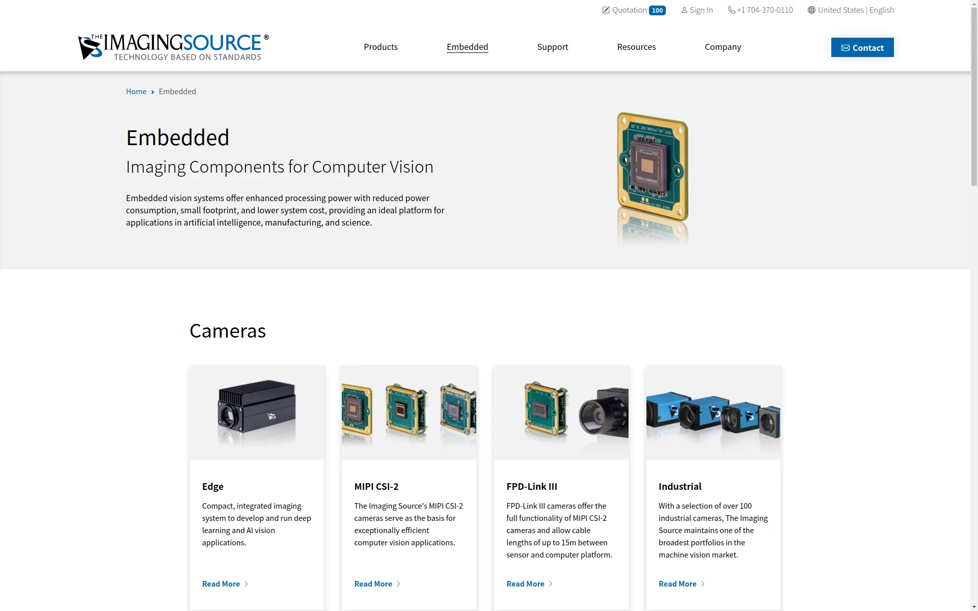 Embedded Vision - imaging components for computer vision